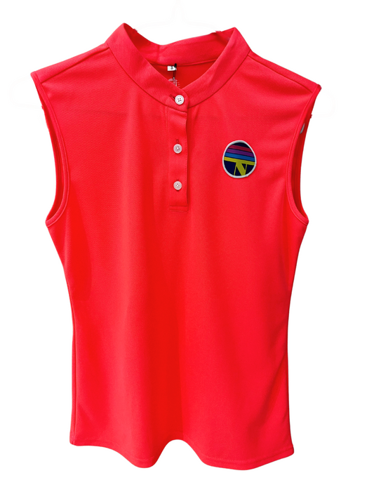 Sleeveless Neon Top with Mandarin Collar