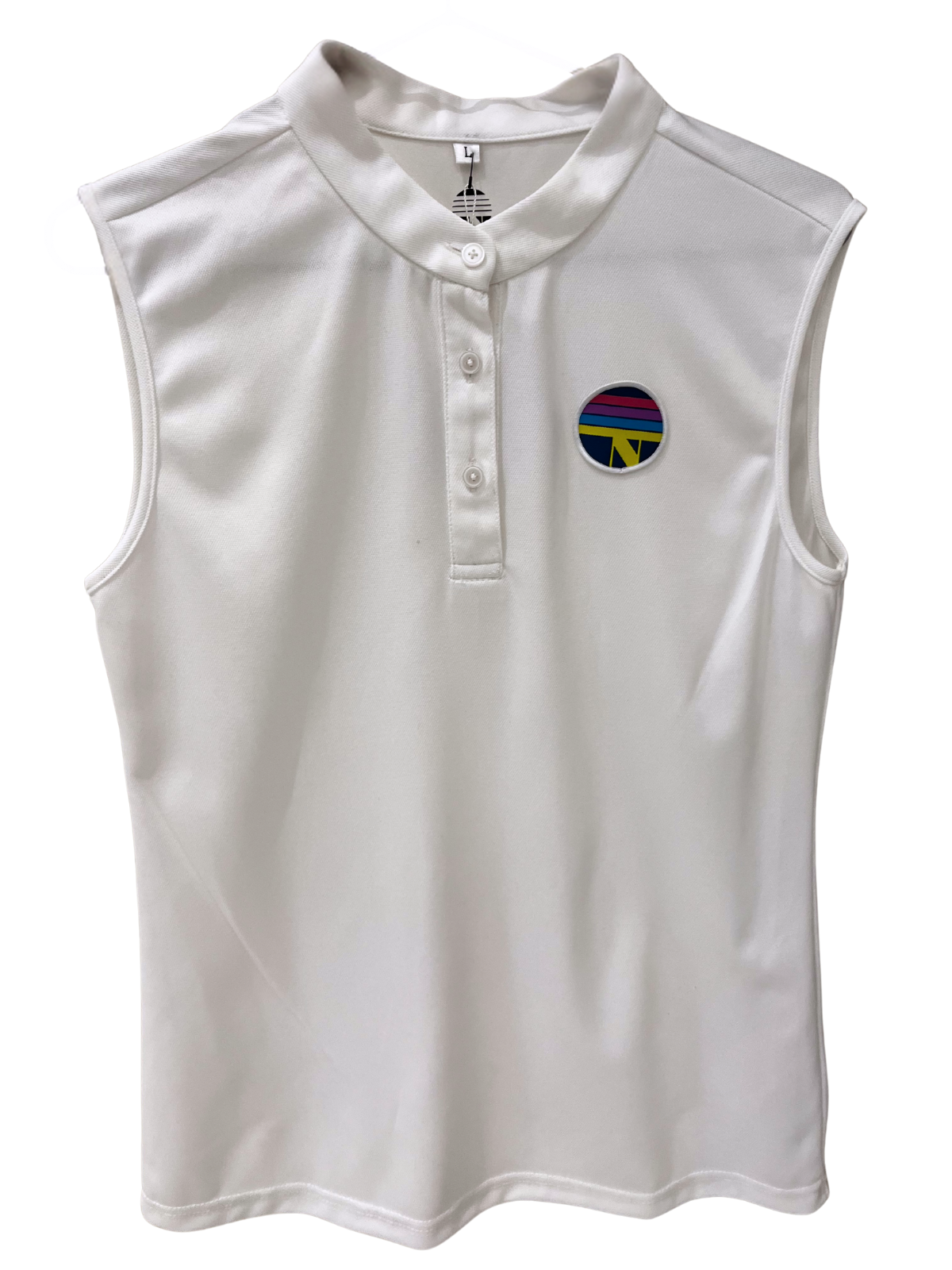 Sleeveless Neon Top with Mandarin Collar