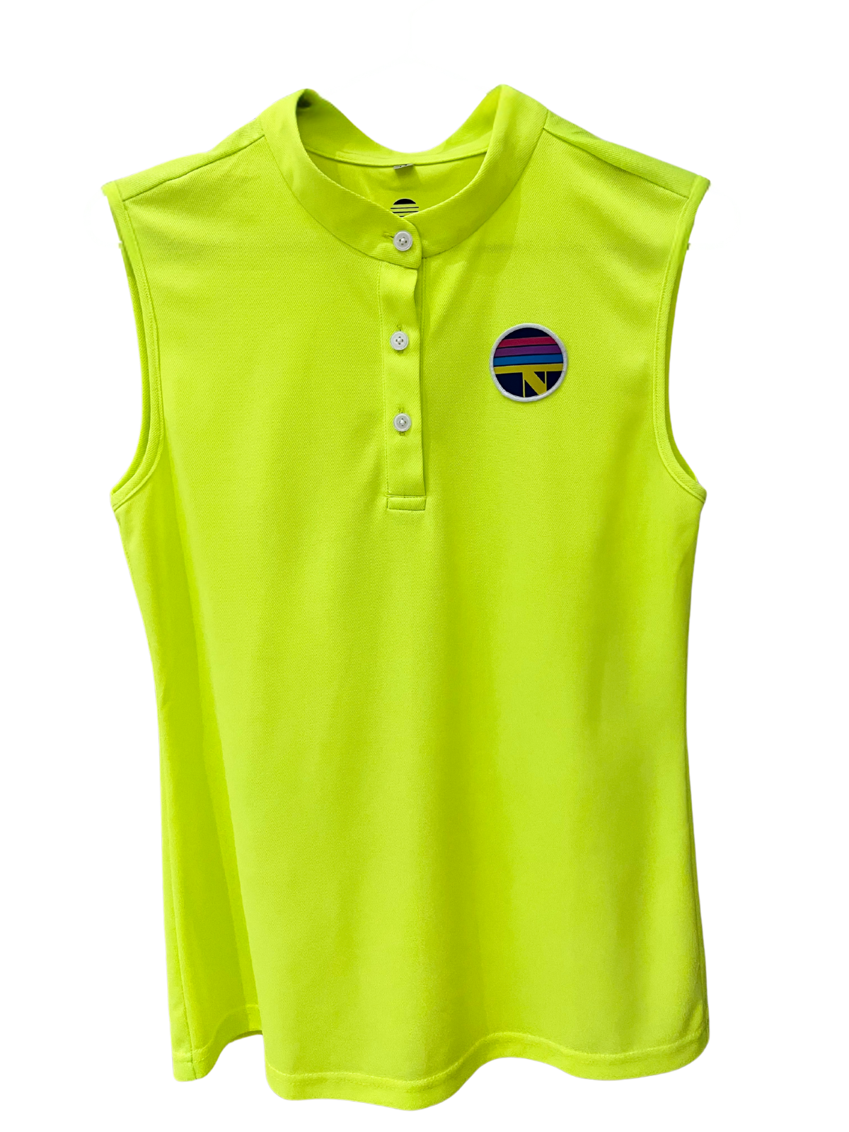 Sleeveless Neon Top with Mandarin Collar