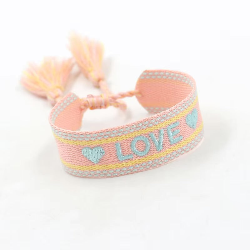 "Love" Embroidered Bracelets - Angels for Children
